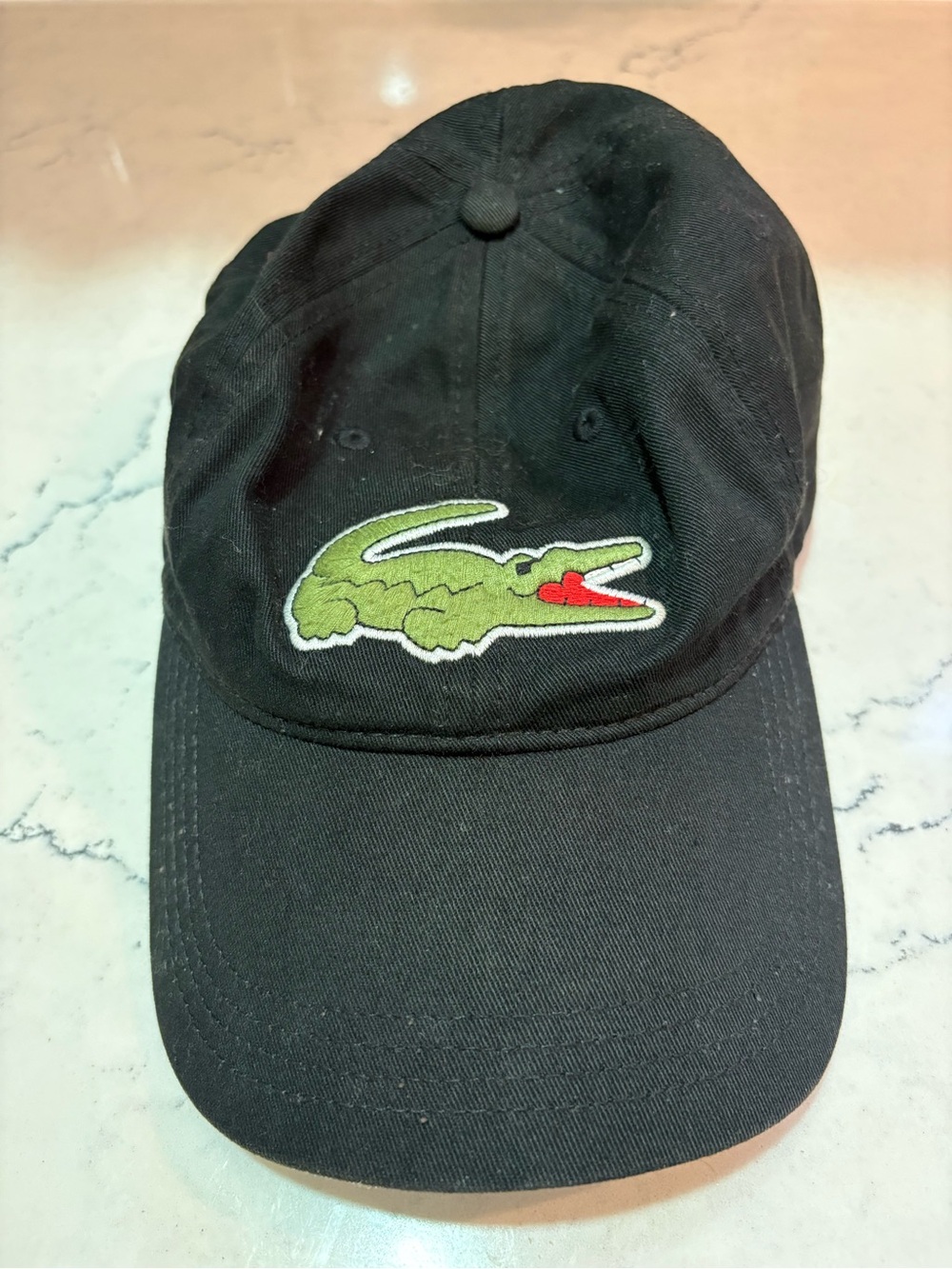 Lacoste Hat Cap Strap Back Black Green Crocodile Patch Embroidered Mens One Size